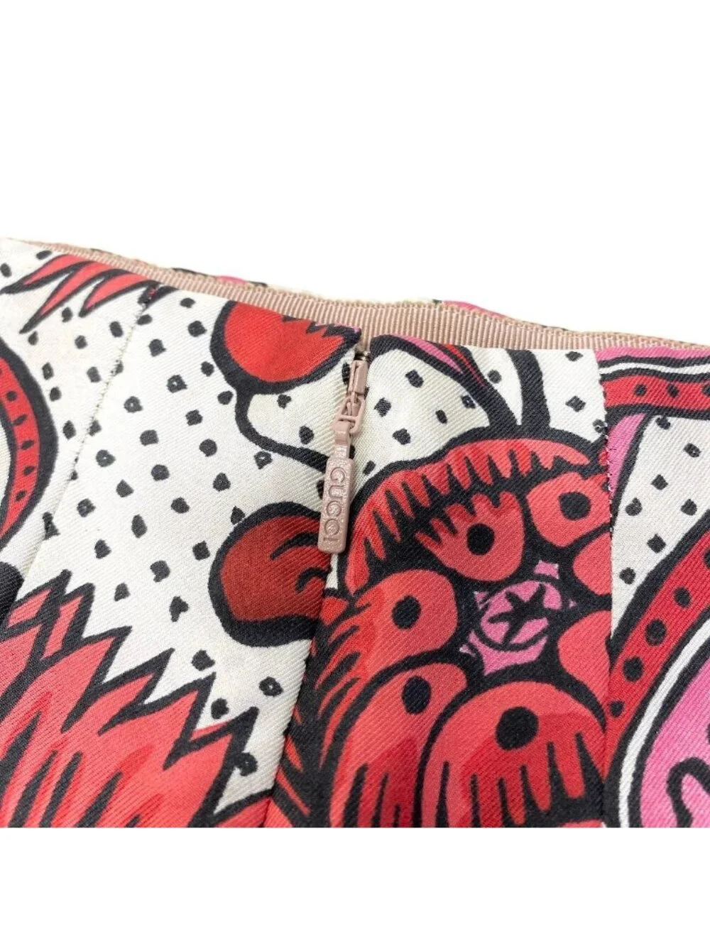 Gucci Floral Pleated Long Skirt Retro Modern All Over Print Rosso Red Silk